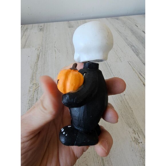 Skeleton devil bobblehead statue Halloween pumpkin decor unique shabby chic - Picture 3 of 7